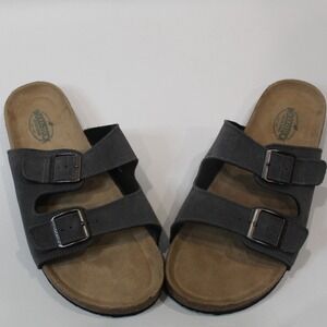 Woodstock‎ Bert Mens Leather Upper Double Buckle Slide Sandals Size 11M Gray